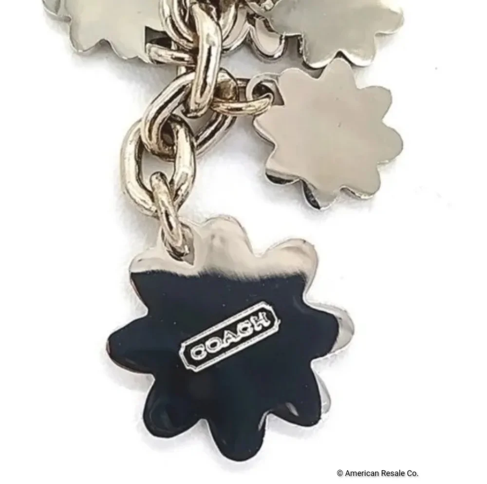 JUST IN! Vintage COACH Sky Blue Daisy Flowers Enamel Purse Charm Keychain Fob - Picture 6 of 6